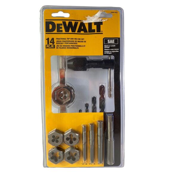 Dewalt 14pc SAE Fractional Tap and Hex Die Set DWA1452 - SEALED NOS - Picture 1 of 8